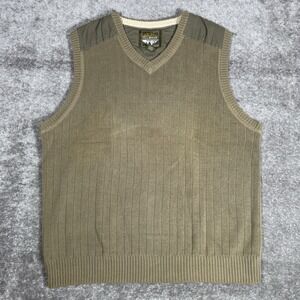 Eddier Bauer Sweater Vest Men's Large Green V-Neck Vintage Mixed‎ Media Sports